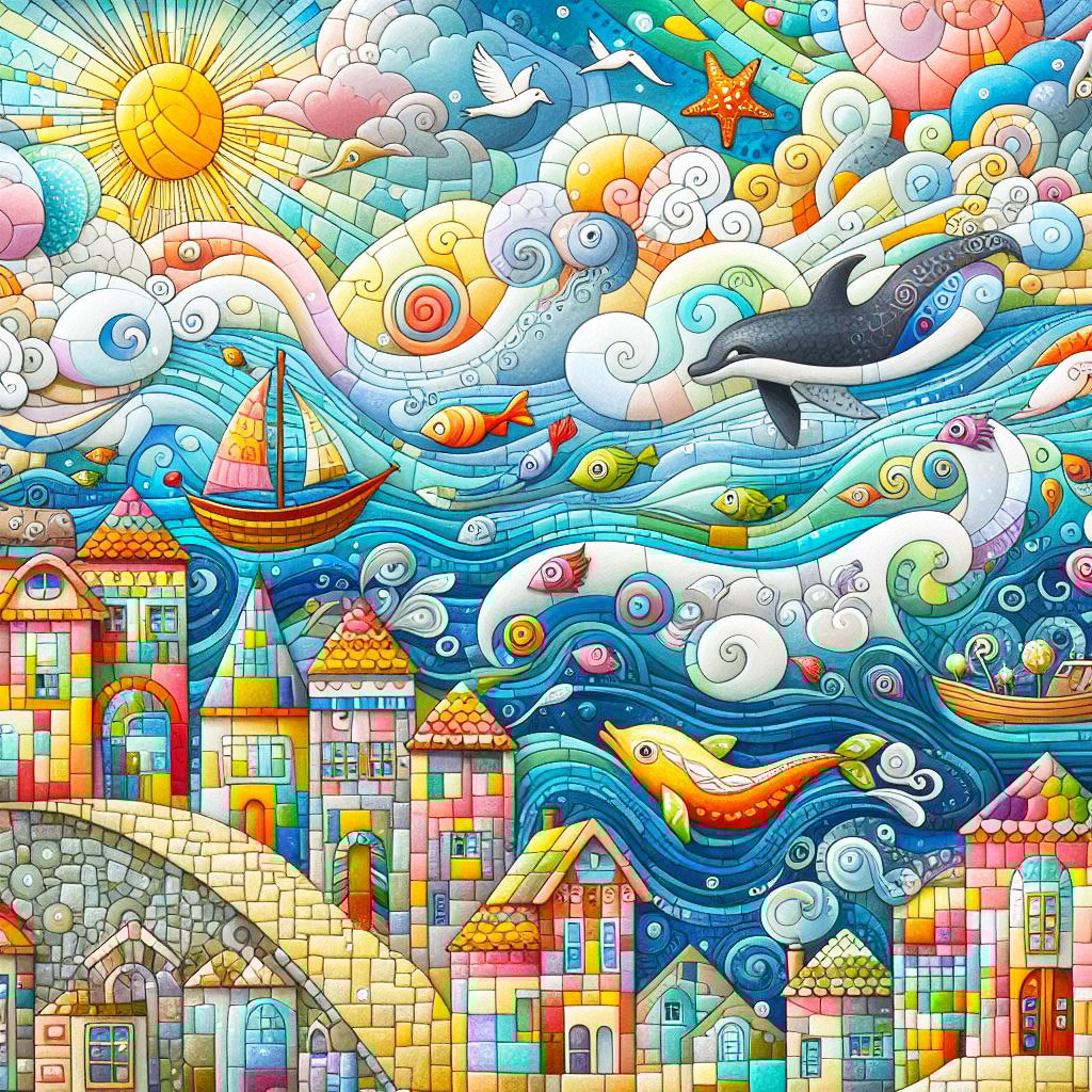 whimsical worlds, whimsical, houses, hills, trees, boats, seaside, pebbles, animals, cows, sheep, windmills, ponds, fantasy, wallpapers,