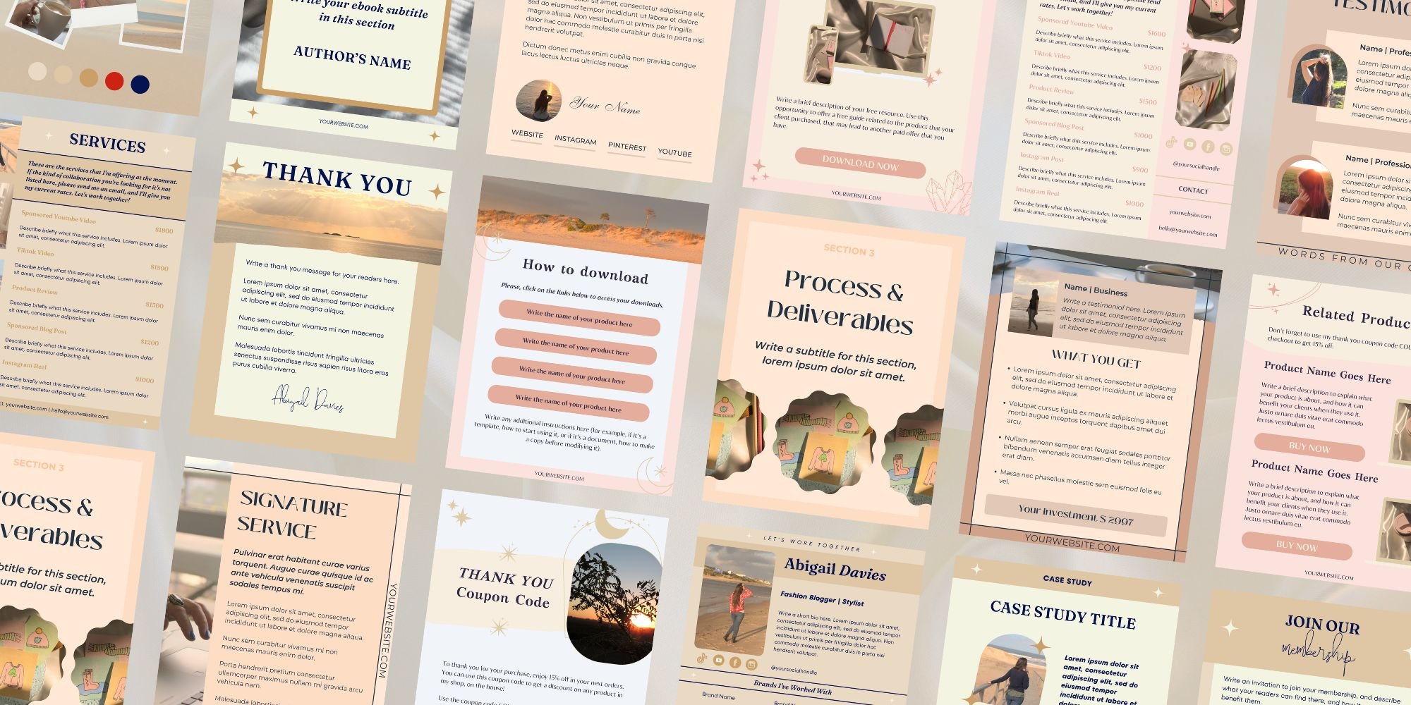 Example of some of the templates available in our membership section.