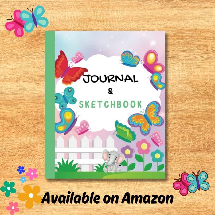 Cute Butterfly Journal & Sketchbook for girls by Yanique Smith-Lyons available on Amazon