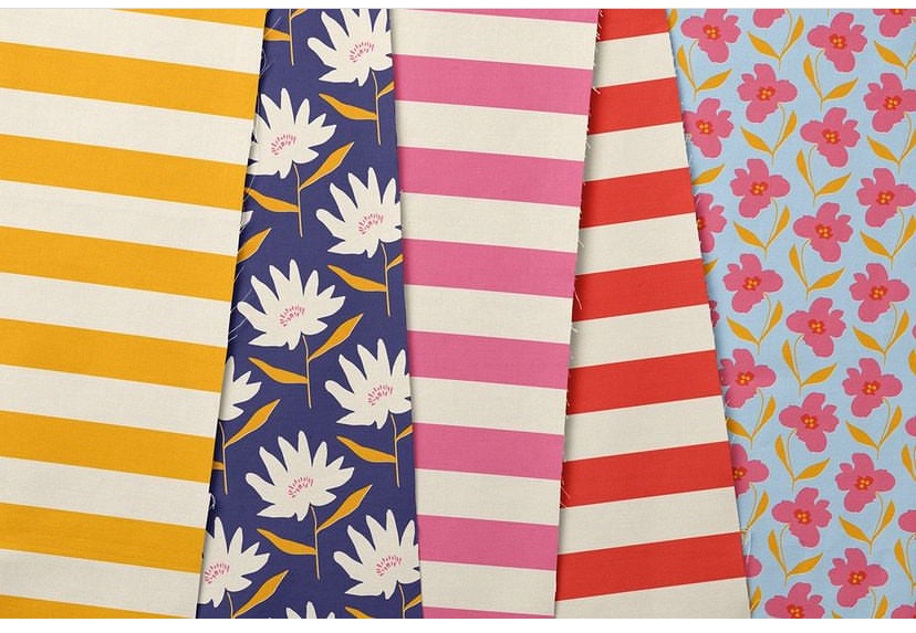Beautiful floral prints and striped fabric by Julie Jane.