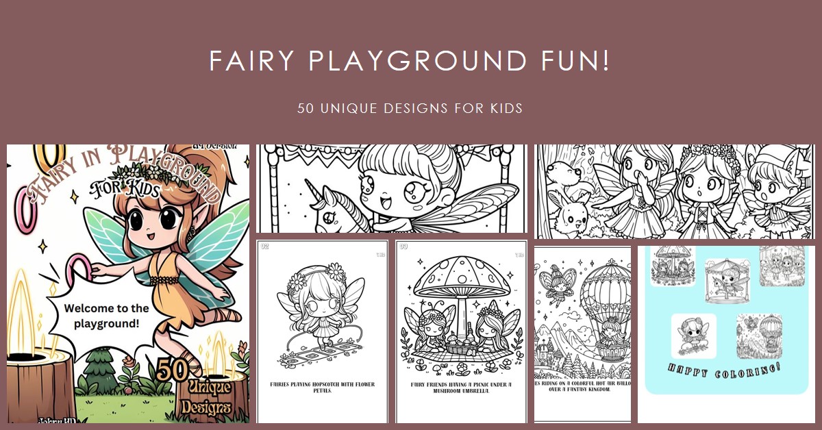 An Miner Coloring Book Fairy in Playground for Kids Banner