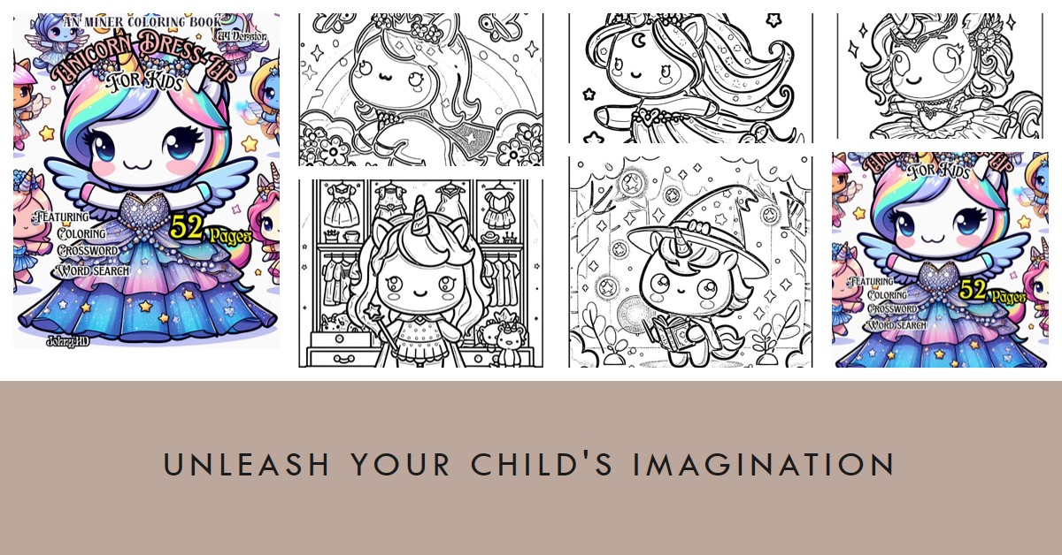 A4 An Miner Coloring Book Unicorn Dress-Up For Kids Blog Post Banner