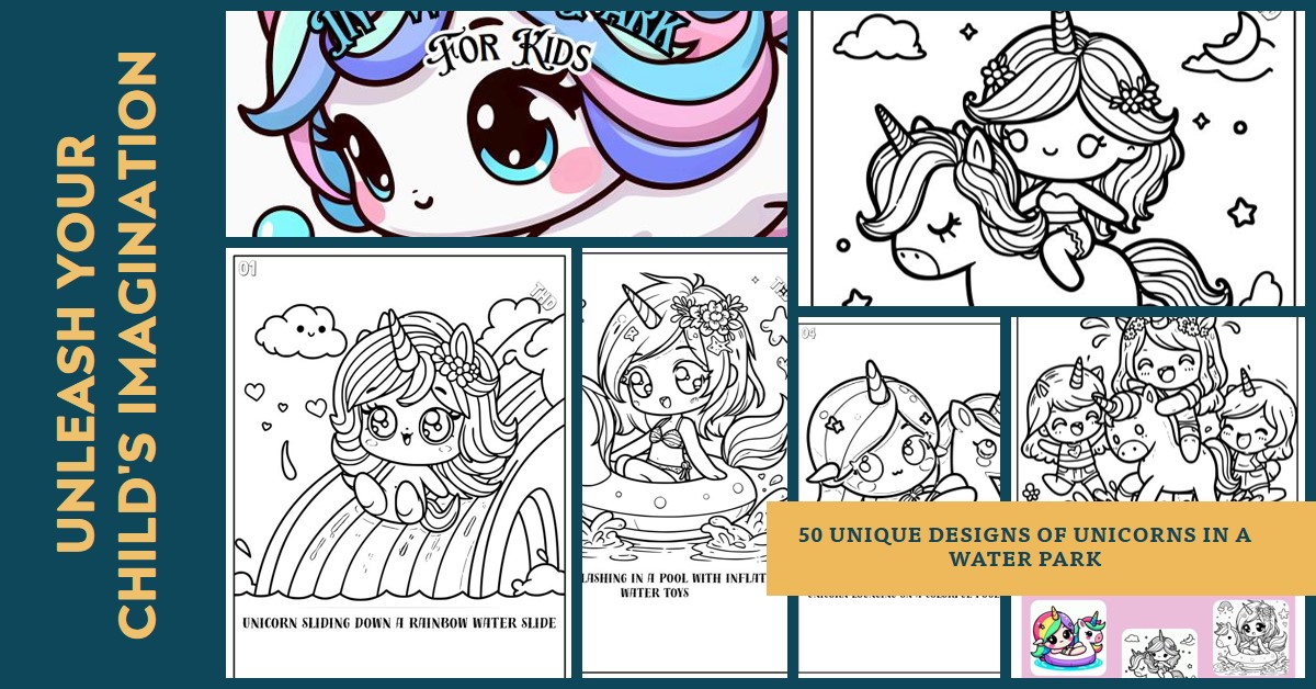 Banner Blog Post An Miner Coloring Book Unicorn in a Water Park