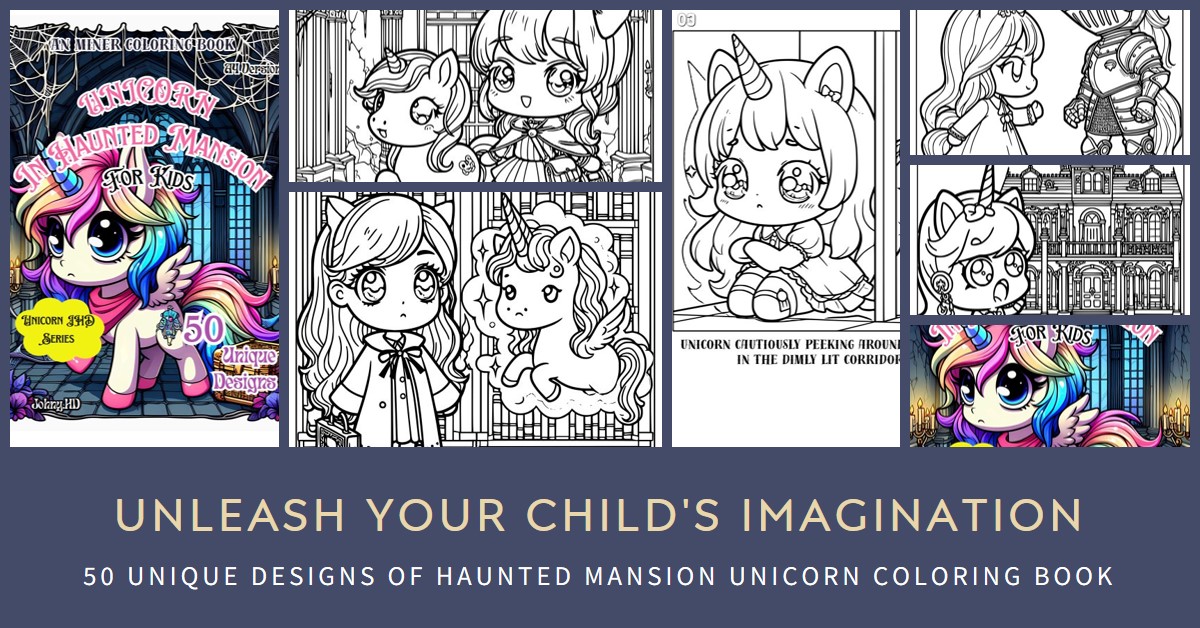 Banner Blog Post An Miner Coloring Book Unicorn in Haunted Mansion