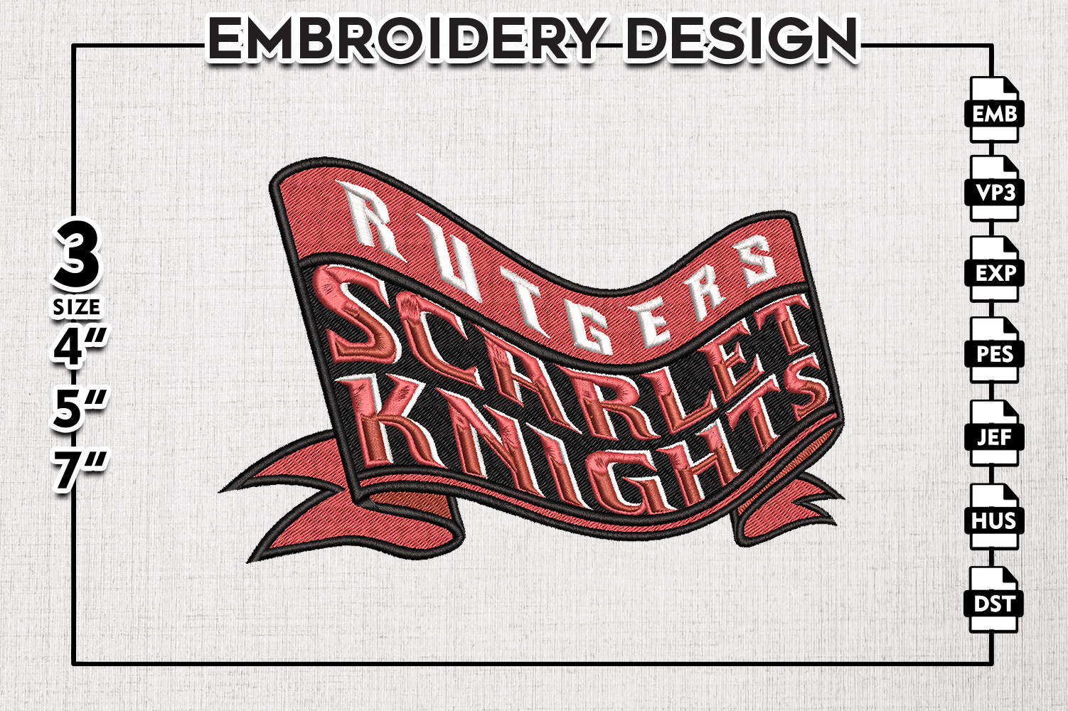 Rutgers Scarlet Knights NCAA Writing Logo Emb Files, NCAA Rutgers ...