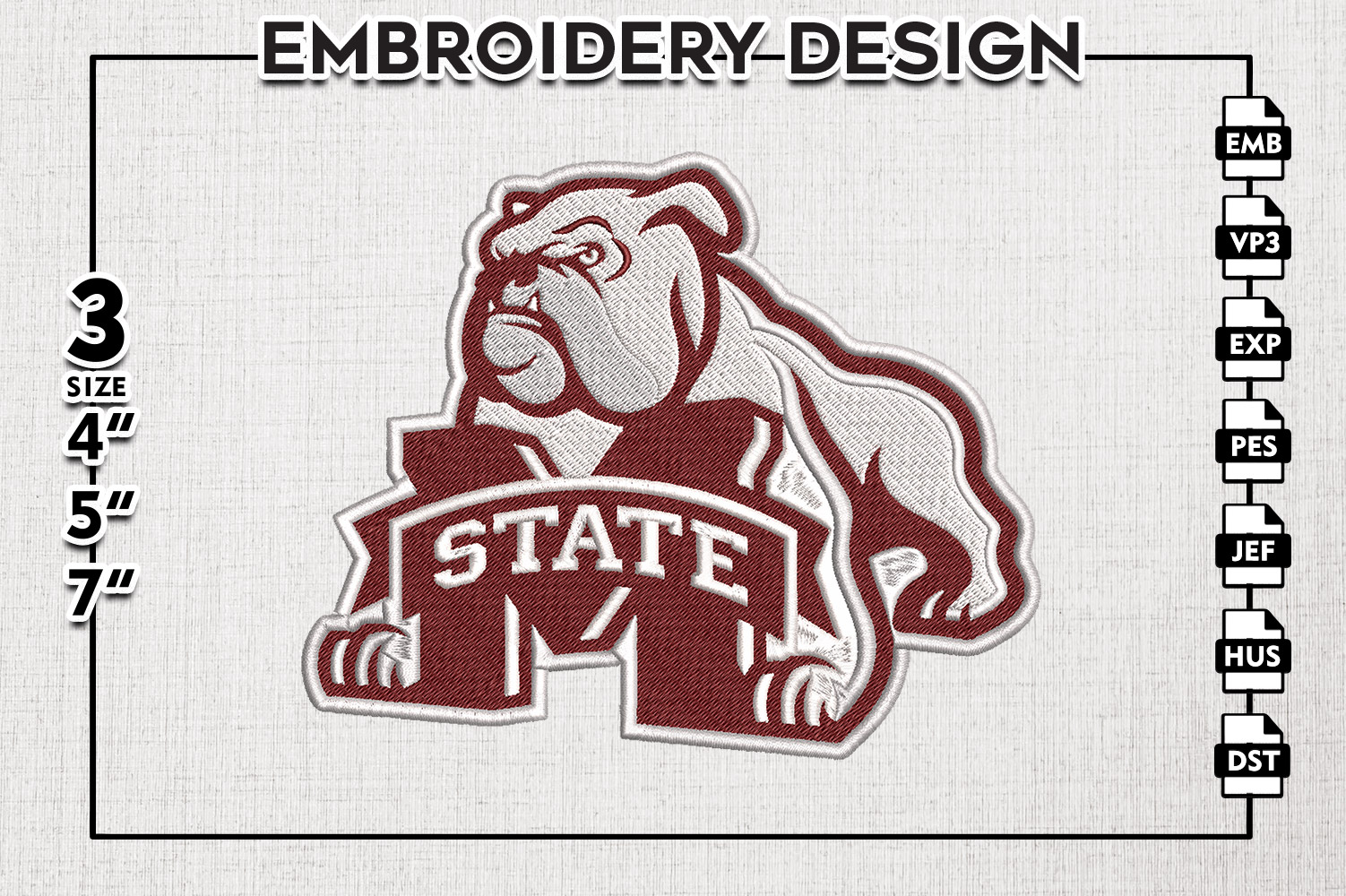 Mississippi State Bulldogs NCAA Mascot Logo Emb Files, NCAA Mississippi ...
