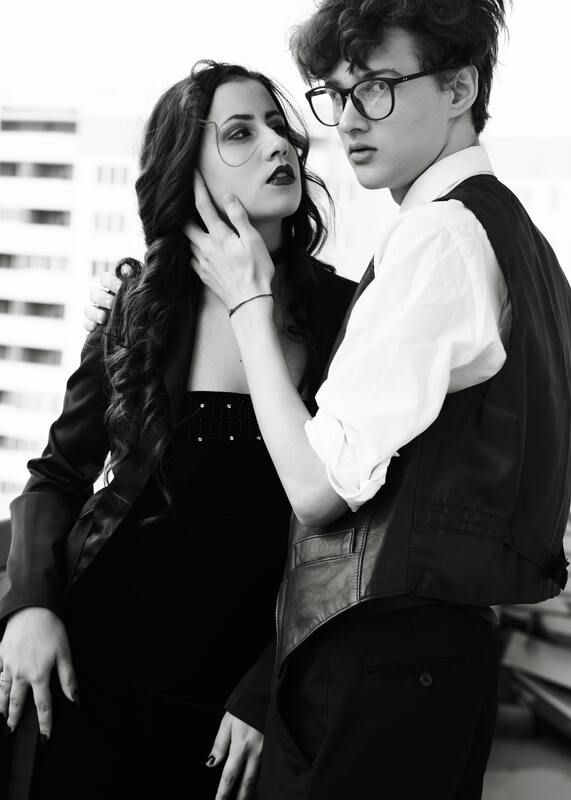 man touching a woman's face