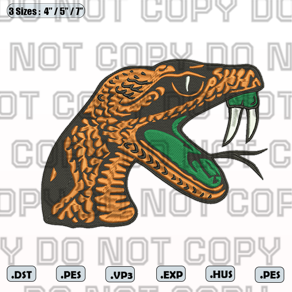 Rusty Rattler Logo Design Florida A&M Rattlers Logo Embroidery Designs, Machine Embroidery Files ...