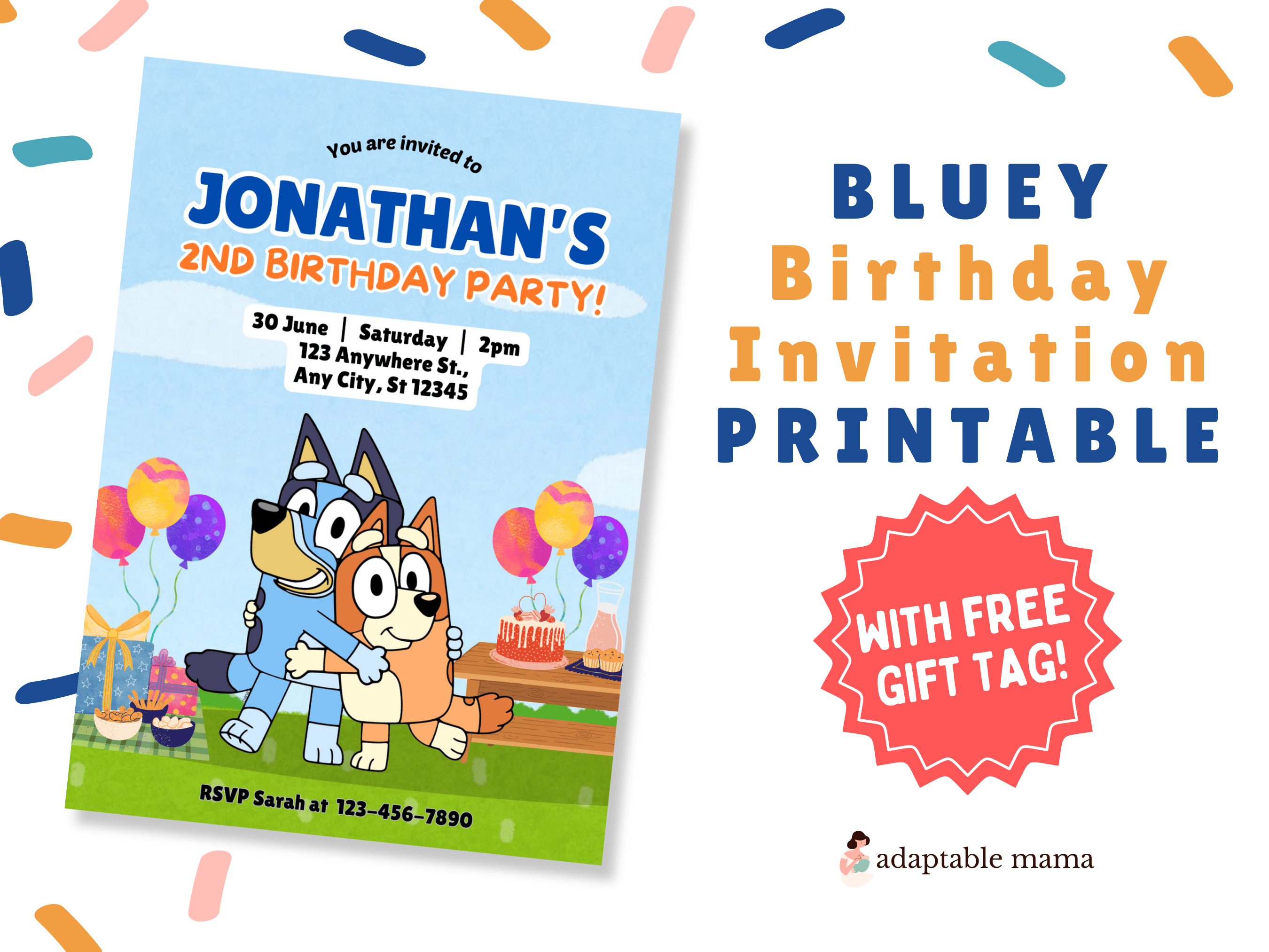 Bluey Birthday Invitation Printable (With FREE Gift Tag!) - Payhip