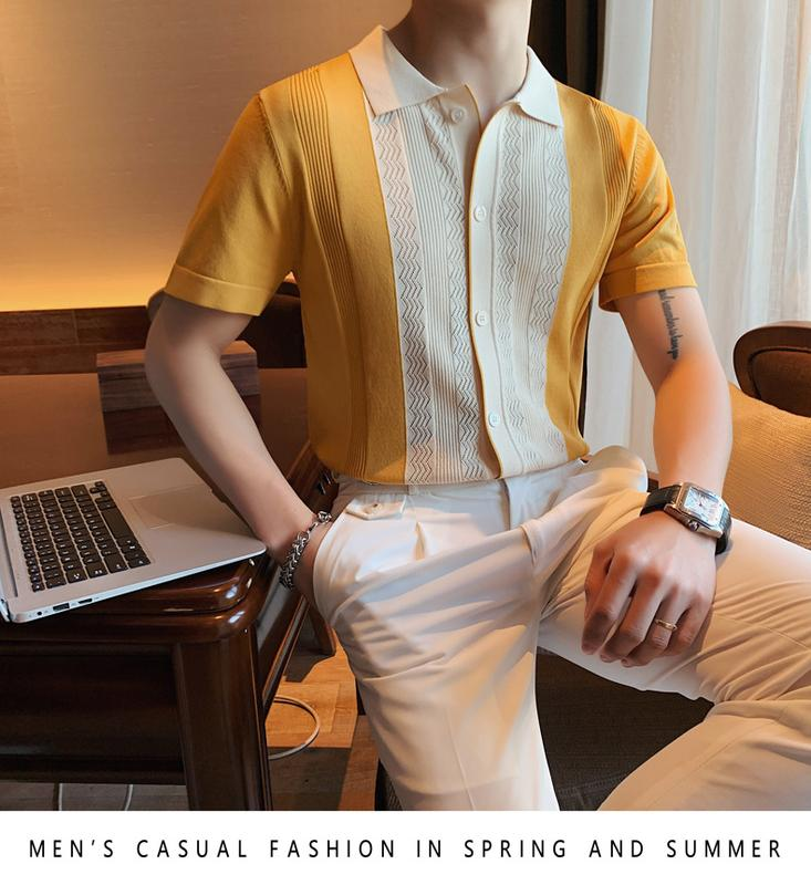 Korean Polo Shirt, High-Quality Woven Silk