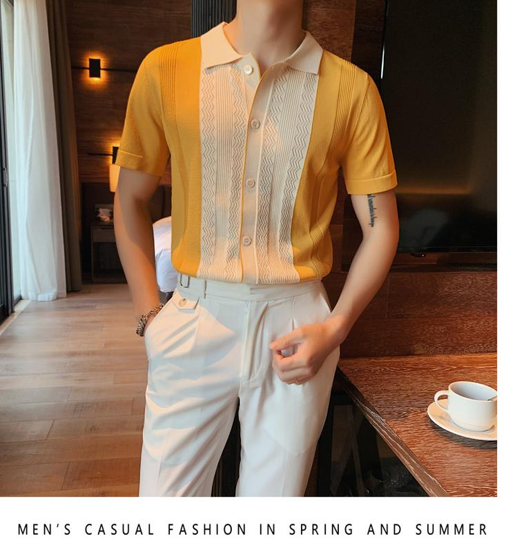 Korean Polo Shirt, High-Quality Woven Silk