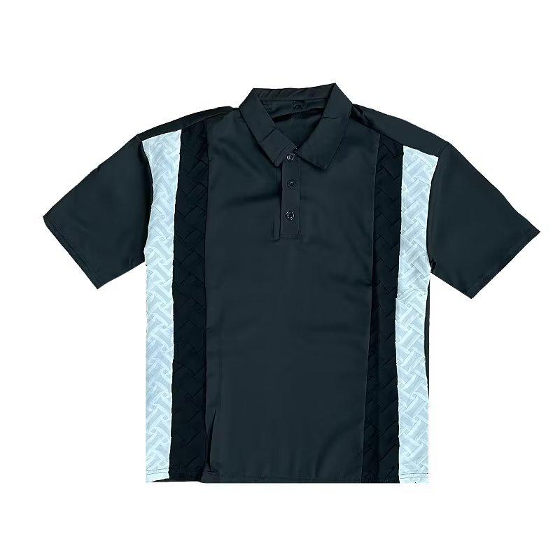 Knitted Striped Short-Sleeve Polo Shirt for Men