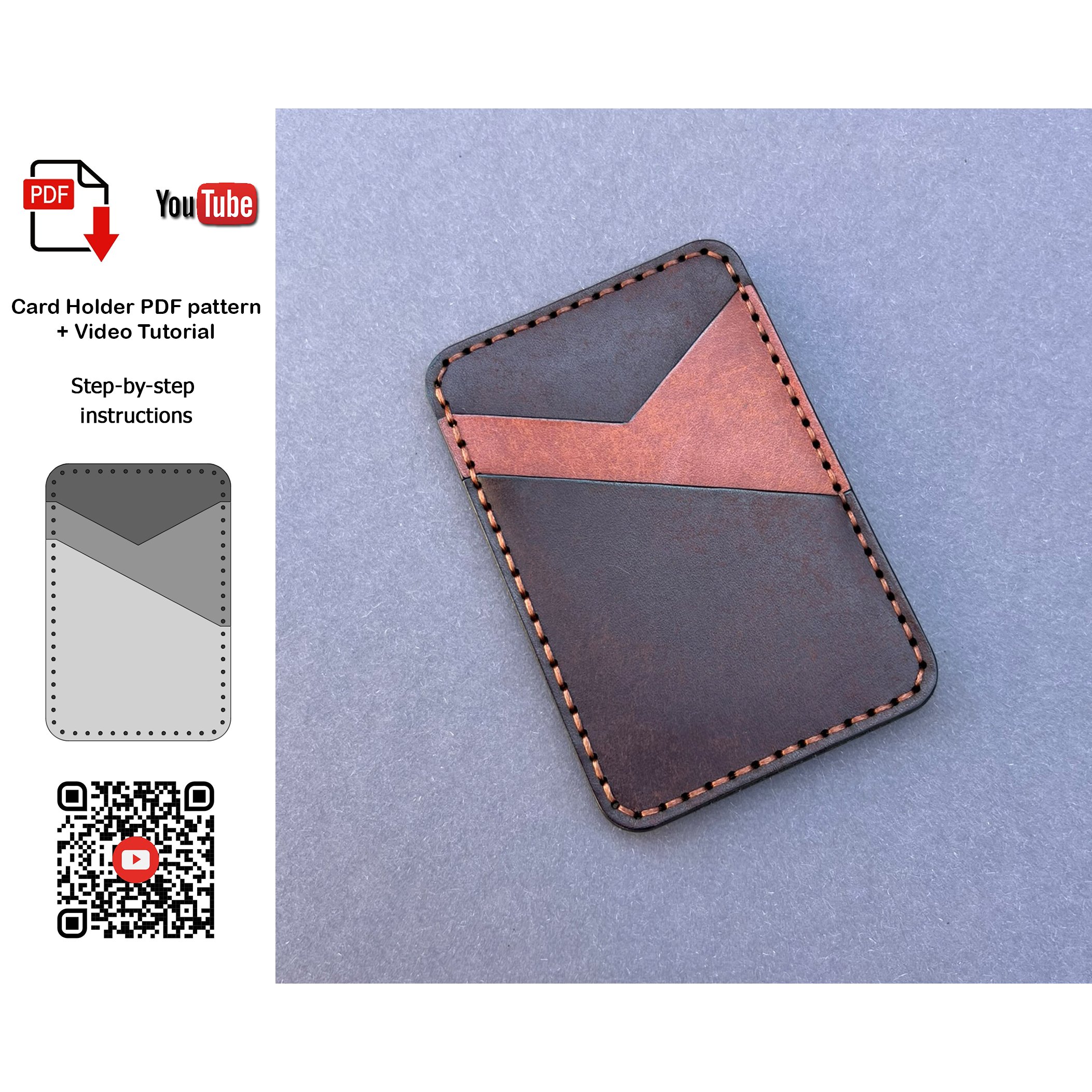 Leather Card Holder PDF Pattern, Leather Wallet PDF, Wallet Pattern ...