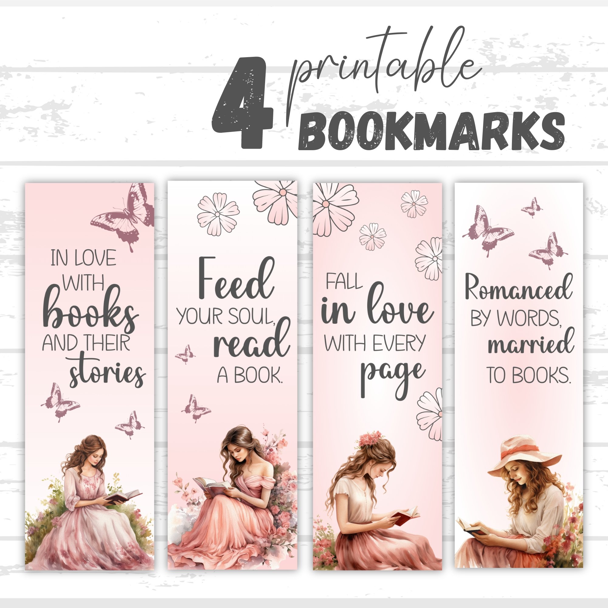 Printable Bookmark Set, Gift for Book Lover - Payhip