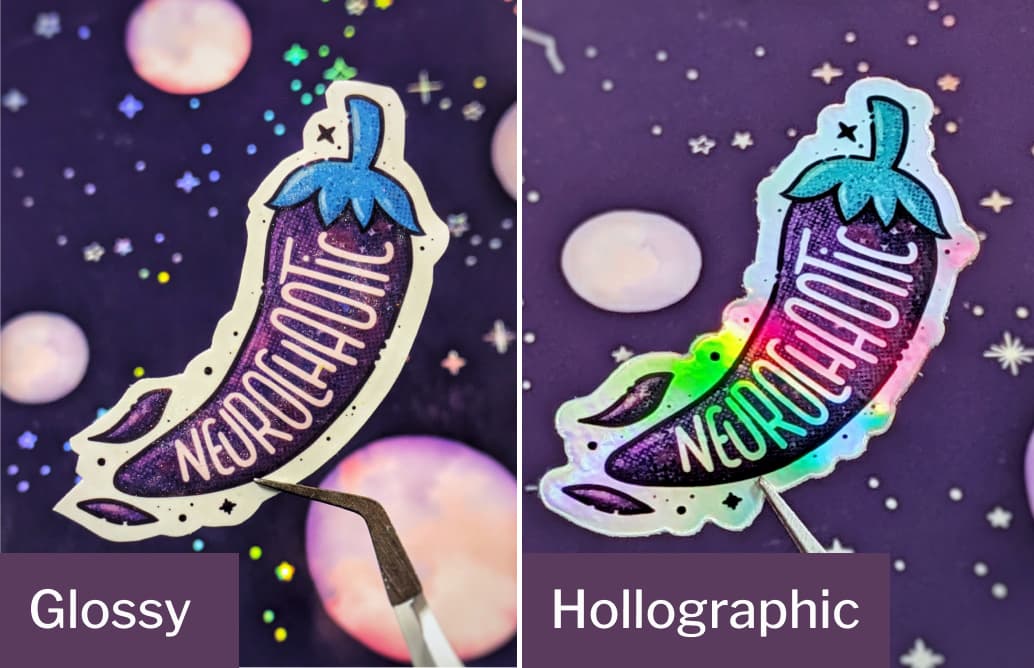 Glossy and Hollographic finish