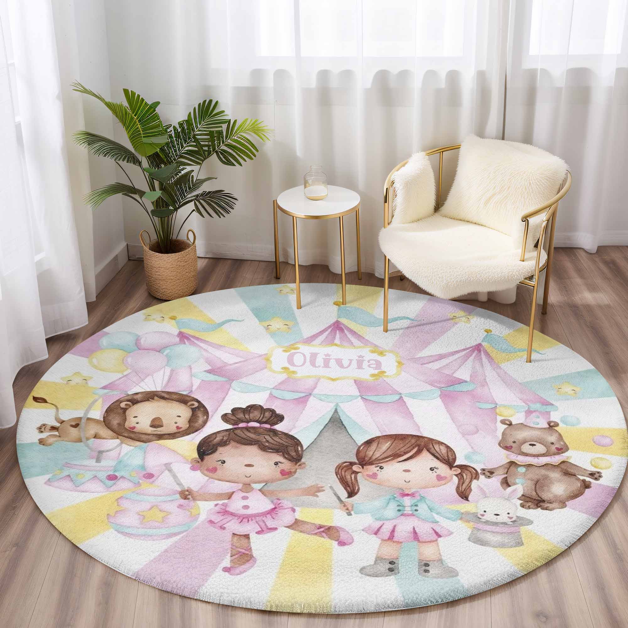 Circus Animals Party Round Rug - Payhip