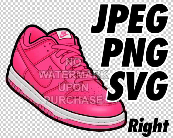 nike dunk low hot pink skateboard shoes in pink white colorway digital sneaker art in jpeg png svg files