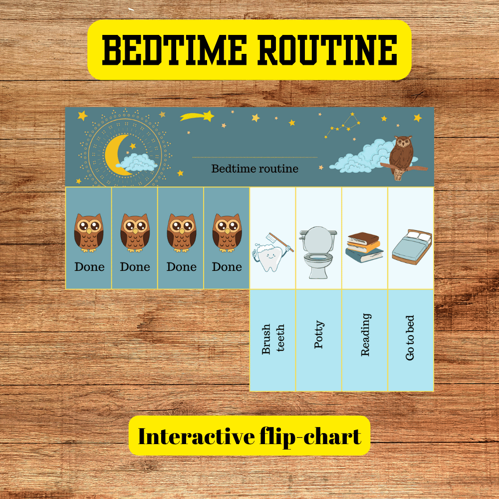 NON-EDITABLE Bedtime Routine Flip Chart Folding toddler daily checklist ...