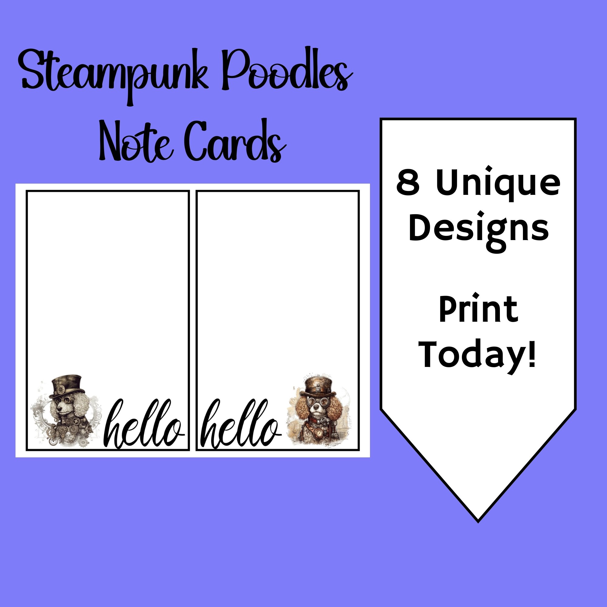 Steampunk Poodles Blank Note Cards | Poodle Blank Notepaper | Steampunk ...