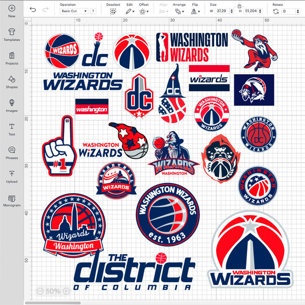 Washington Wizards NBA Logo Basketball Capitol dome Team colors Red, white, and blue Emblem Branding Washington D.C. svg vector cricut