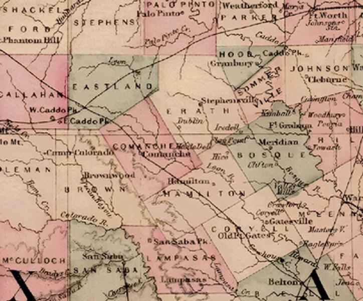 Grays New Map of the State of Texas and the Indian Territory 1876.
