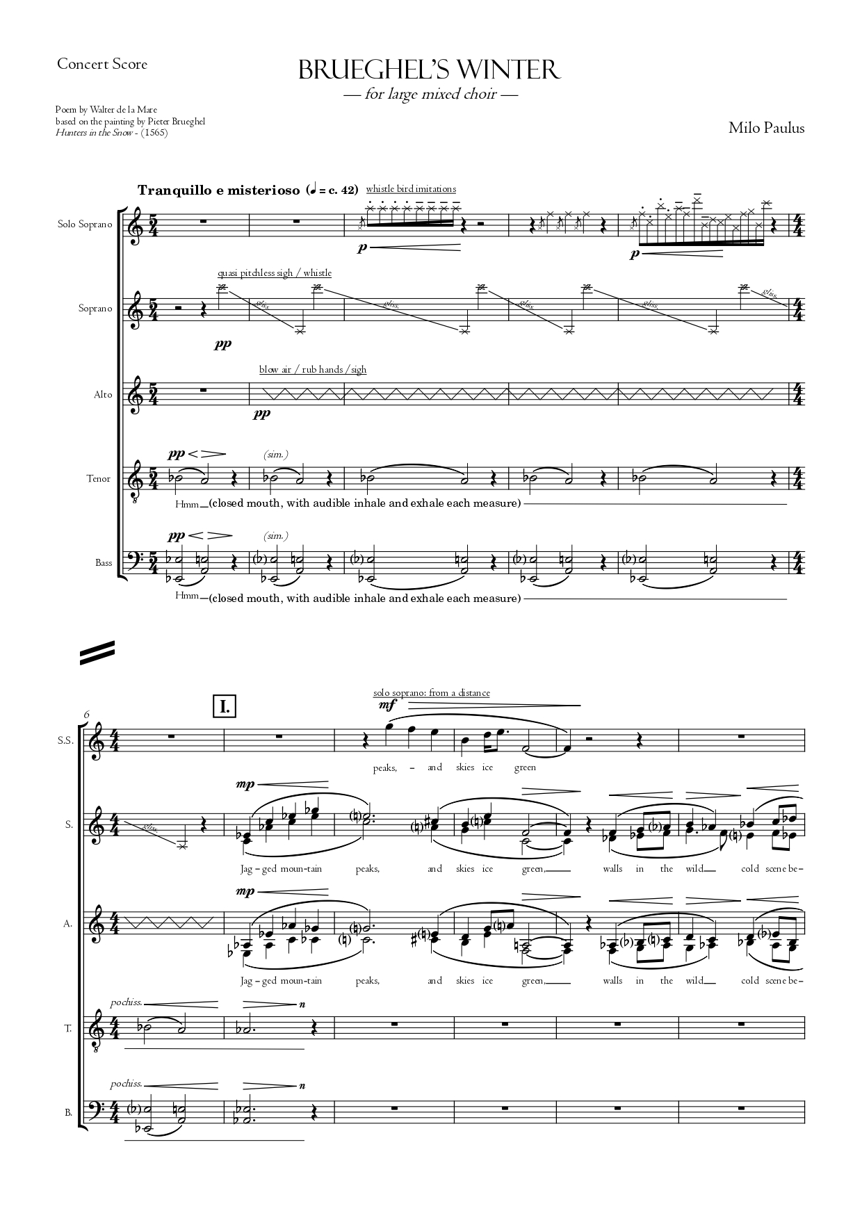 milo paulus: brueghels winter score page