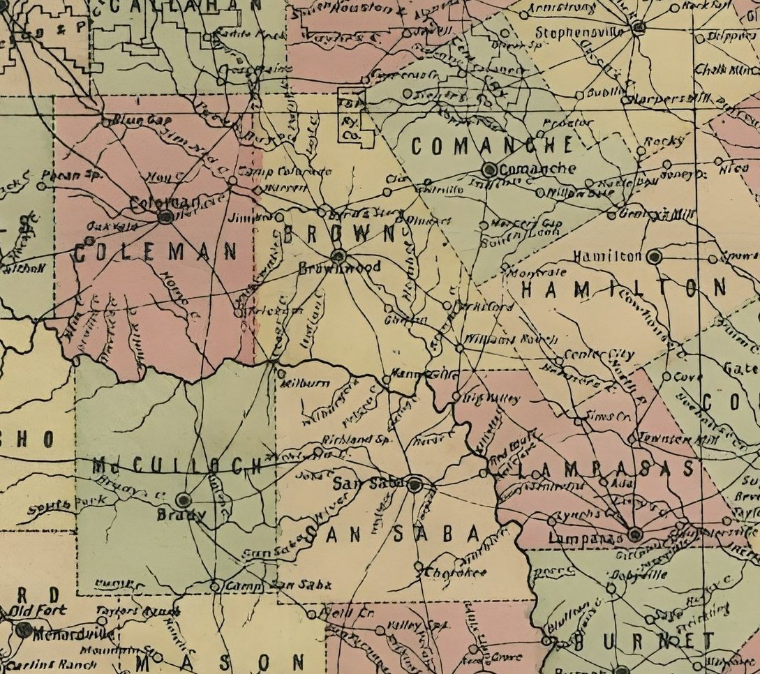 Pocket Map of the State of Texas 1879