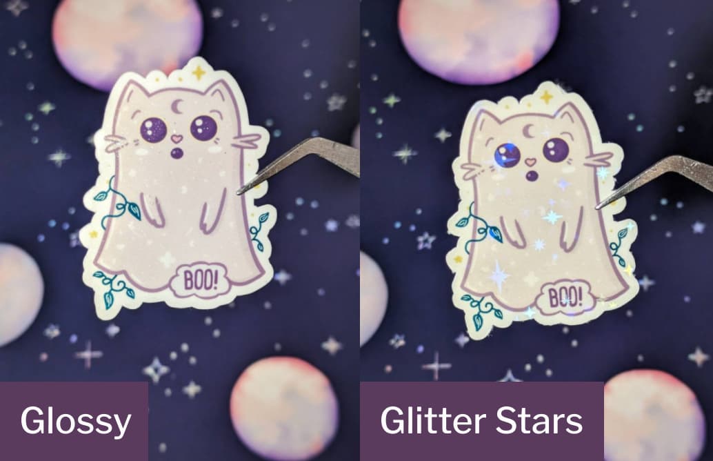 Ghost Cat Sicker - Glossy and Glitter Star variation