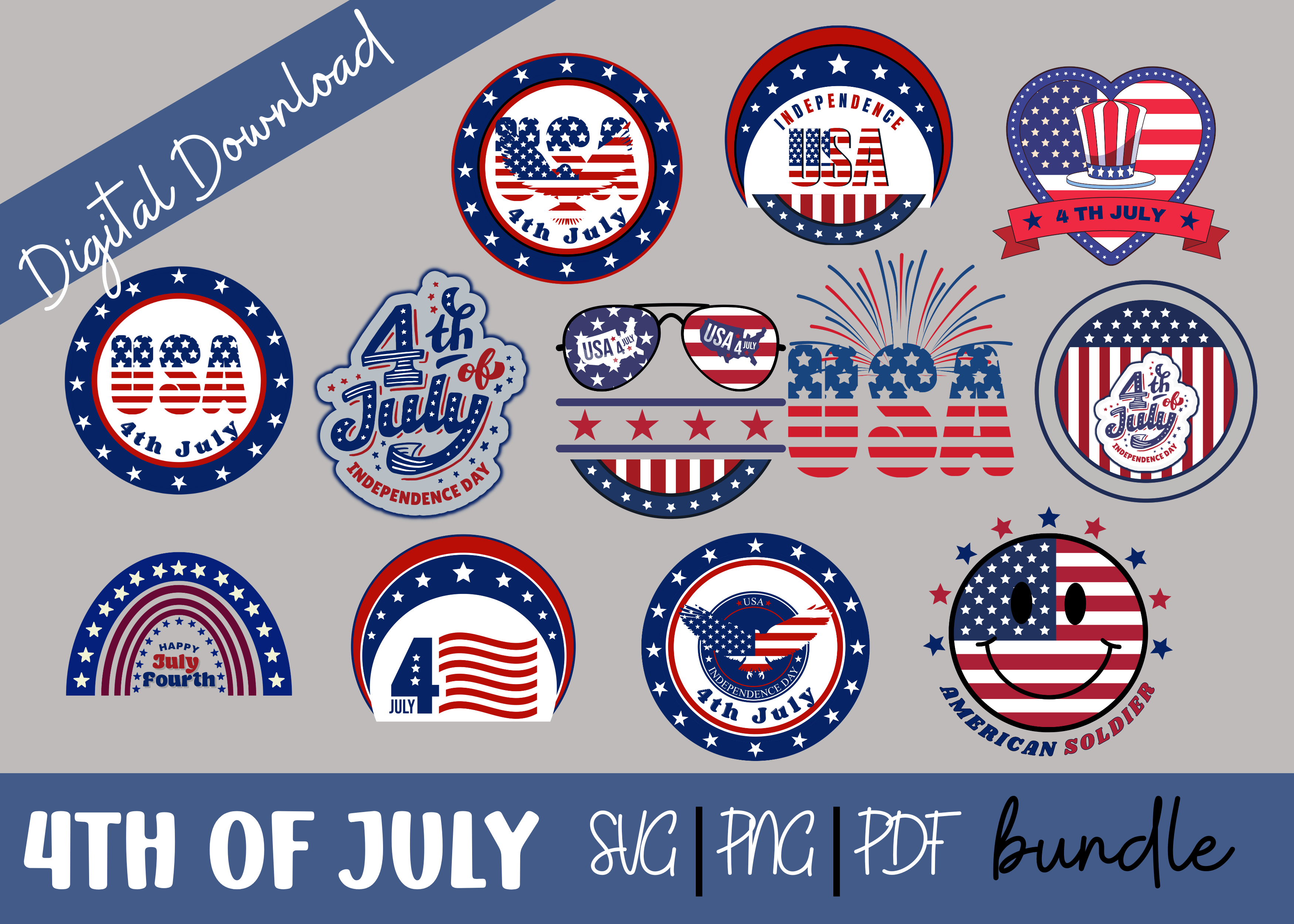 4th of July SVG Bundle, USA Flag SVG, America SVG, Independence Day SVG ...