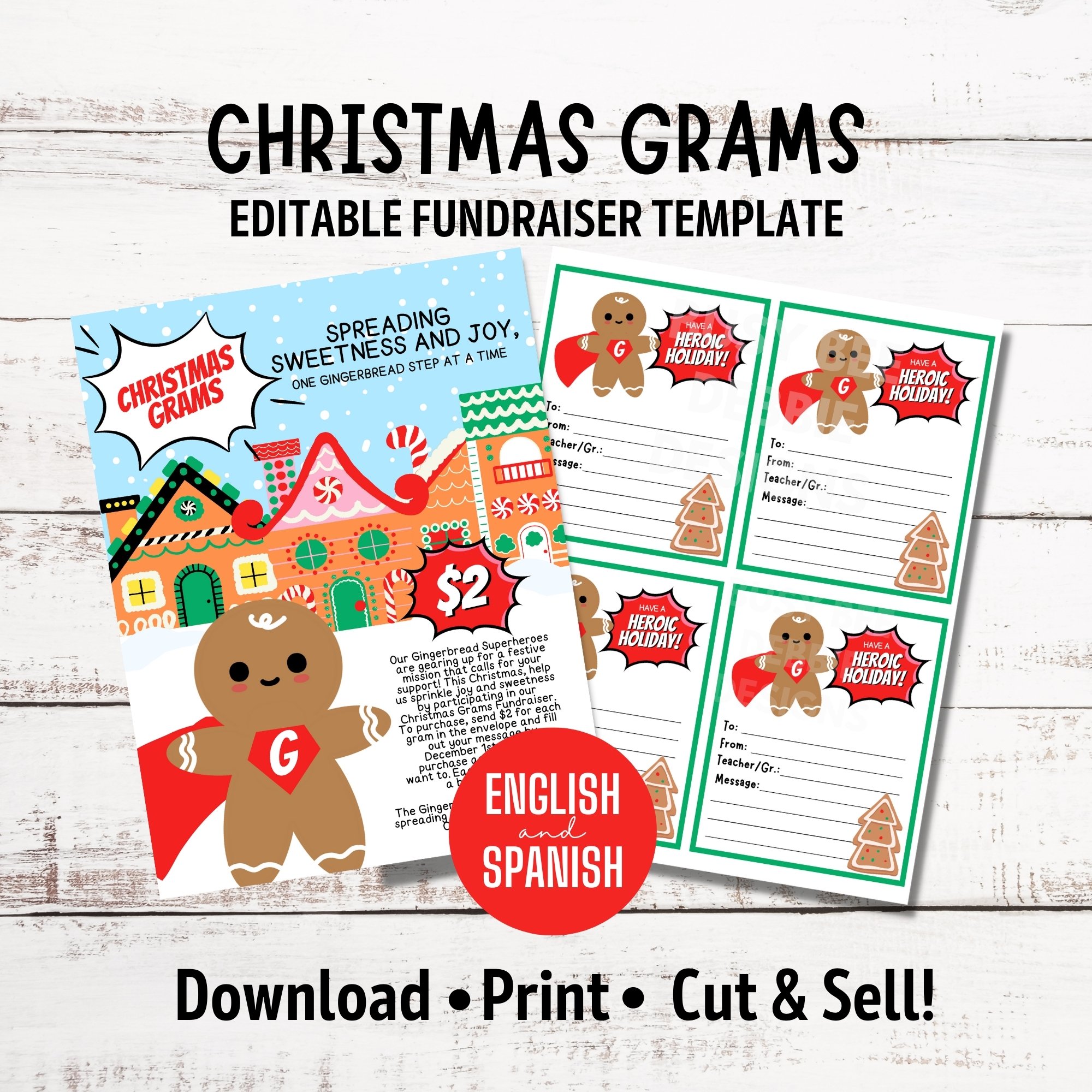 Gingerbread Superhero Candy Gram Fundraiser Template | Christmas Candy ...