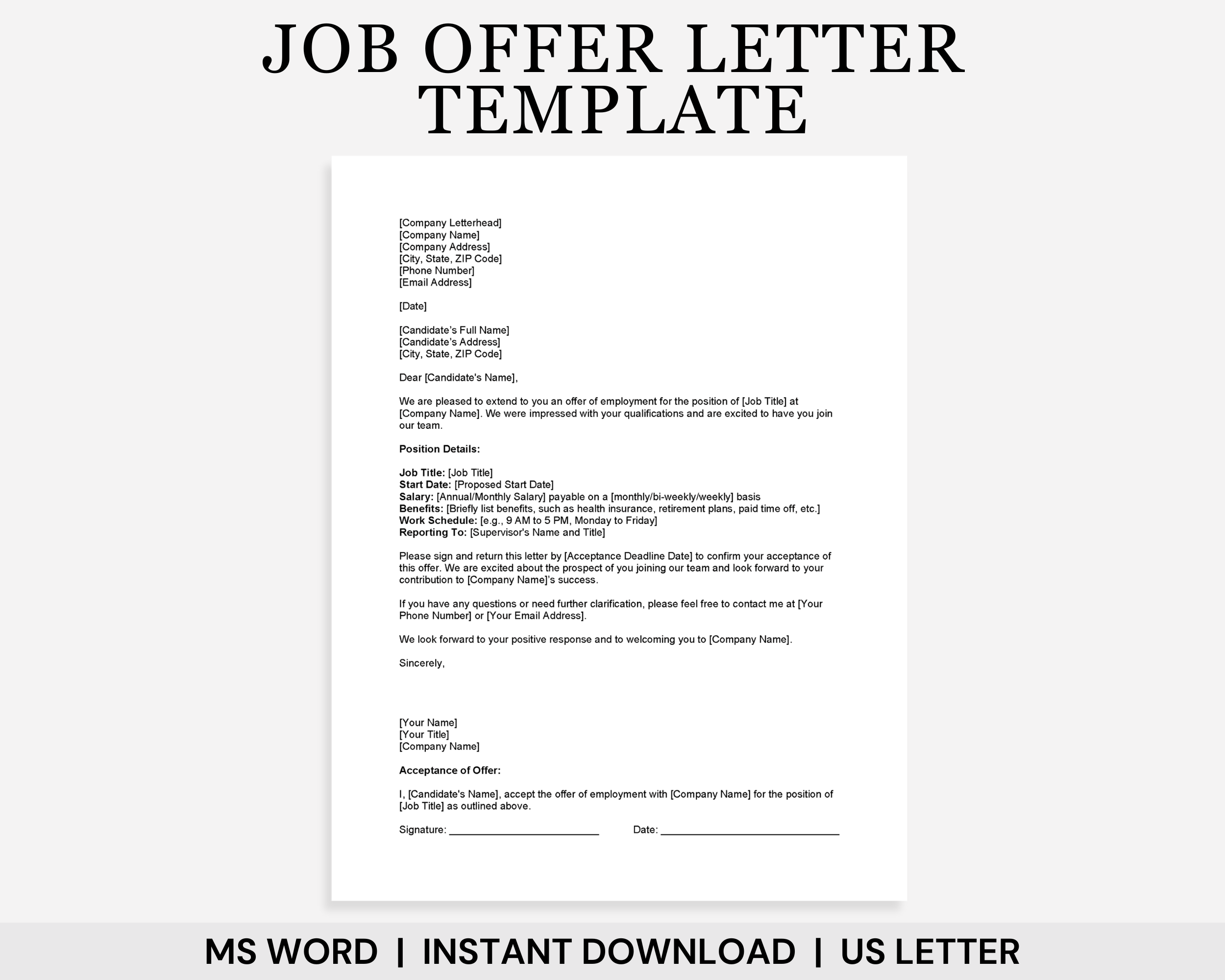 Job Offer Letter Template, Job Offer Template, Employment  display picture 2