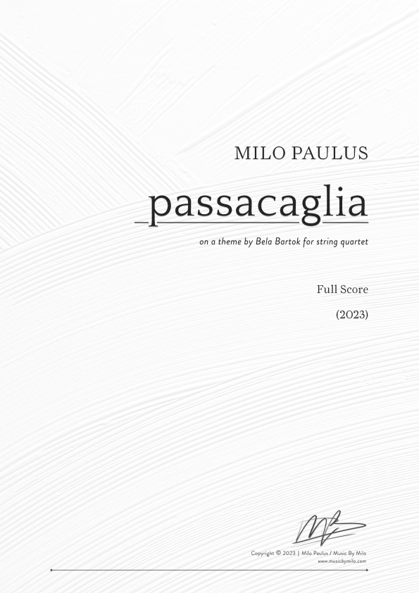 Milo Paulus composition Passacaglia on a Theme by Béla Bartók title page