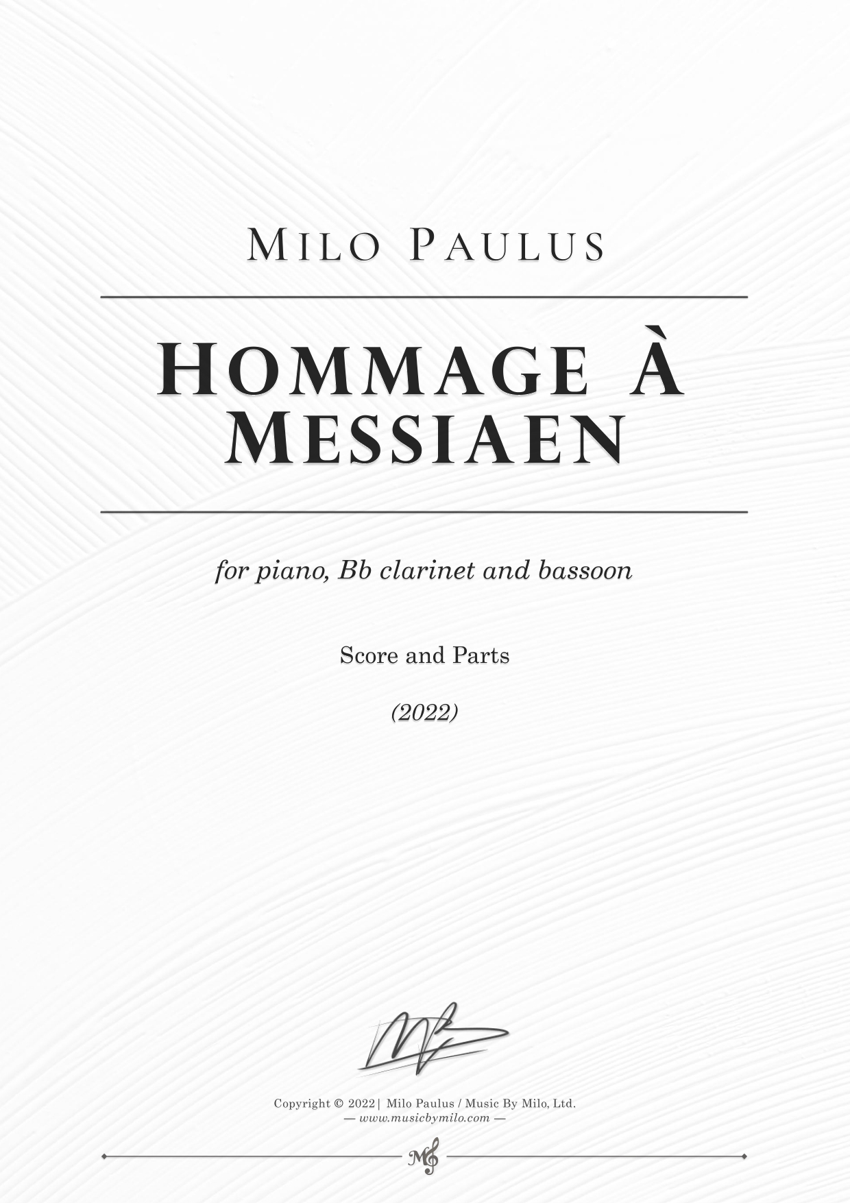 hommage a messiaen score title page