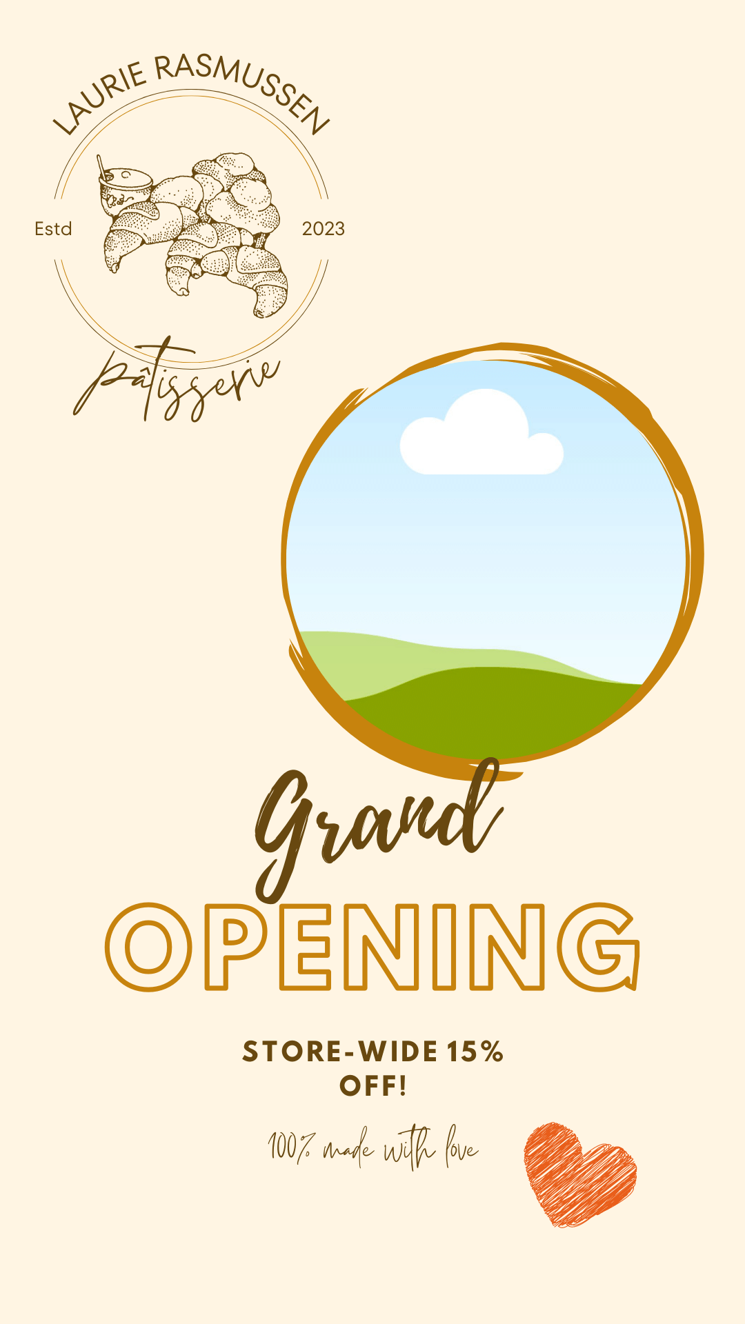 Customizable Classic line-drawn pastries Branding Bundle - 9 Editable Canva Templates for Small Business Marketing. Instagram Story