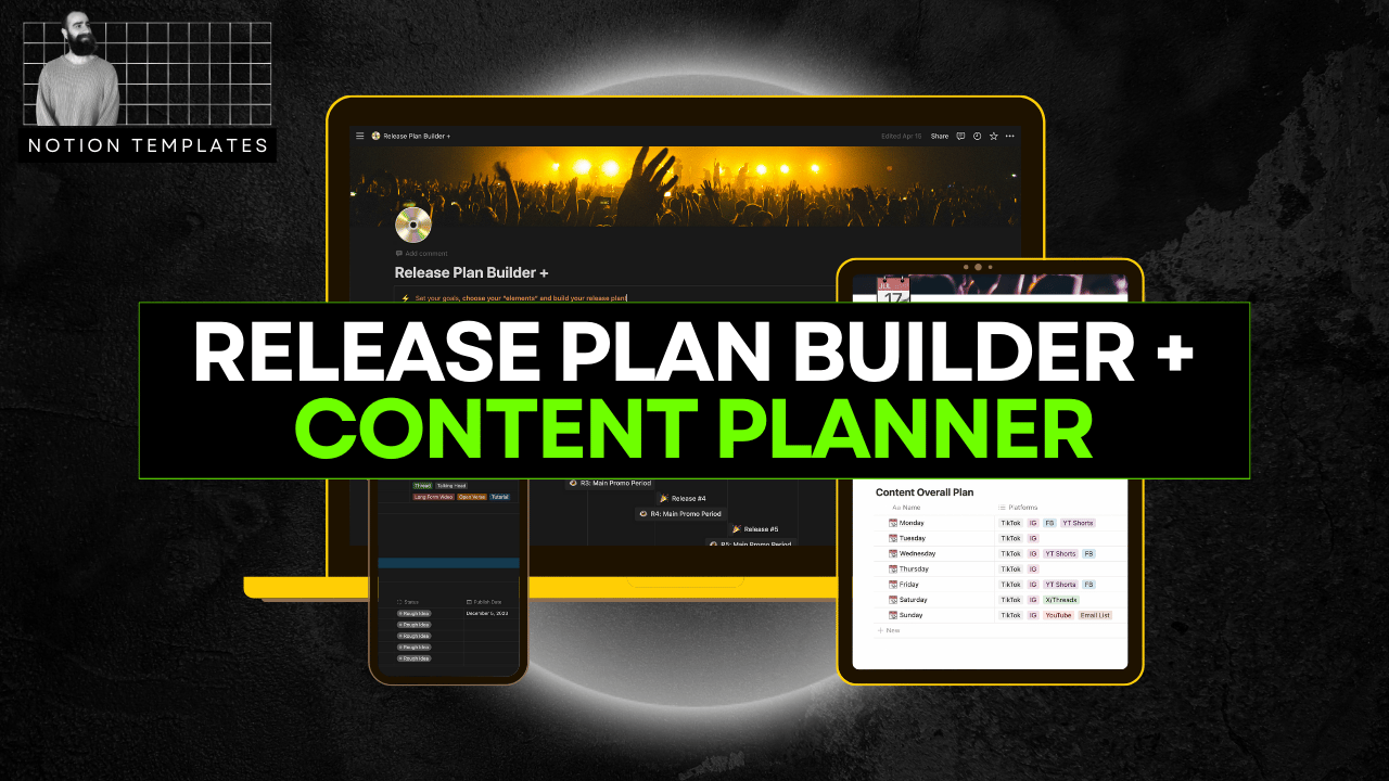 Release Plan Builder Content Planner Template (For Musicians) - Payhip