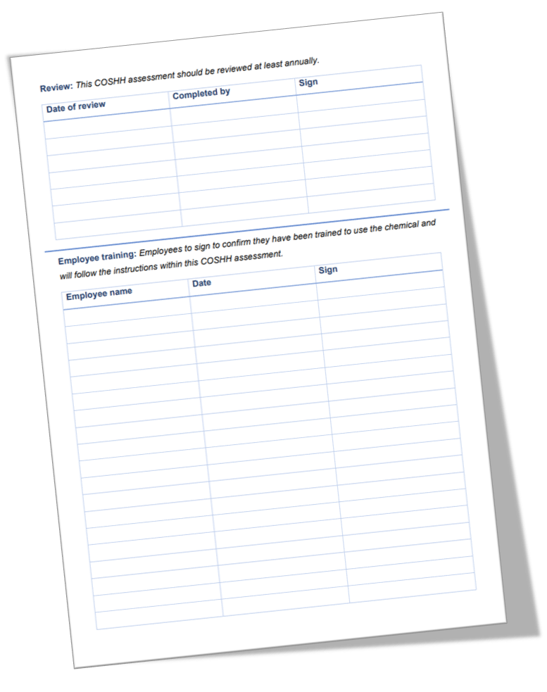 COSHH Assessment Form