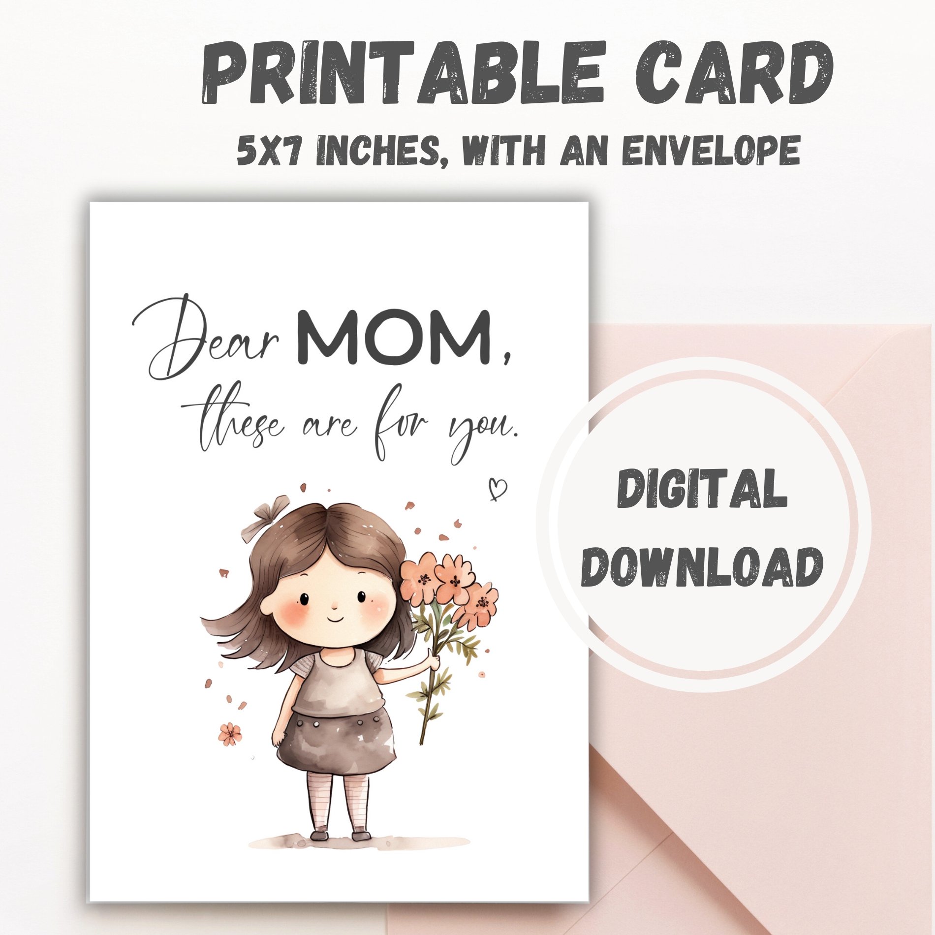 Printable Love Mom Card for the Best Mom Ever - Payhip