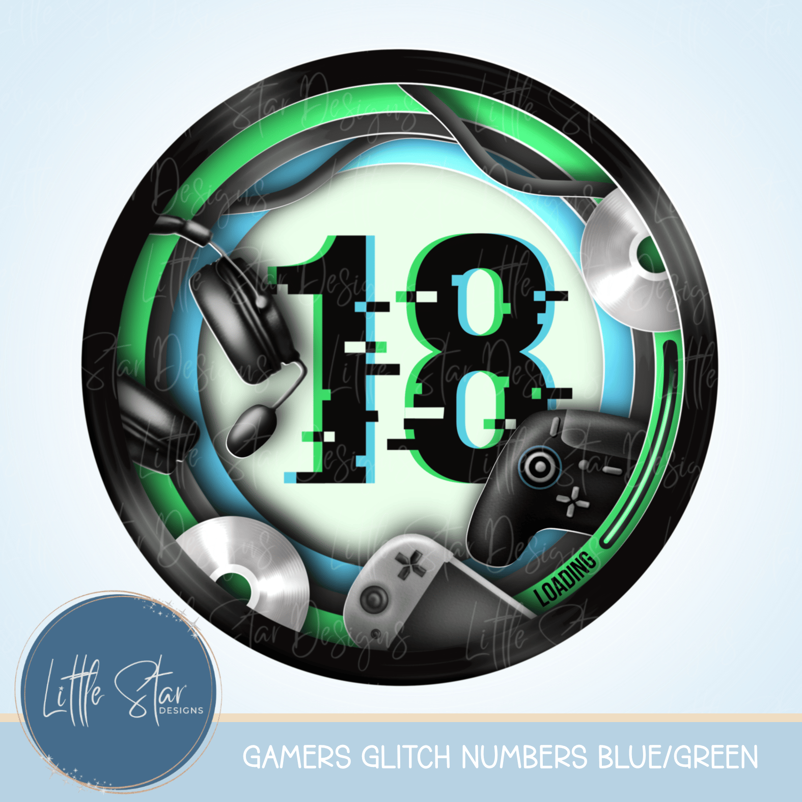 Gamer Numbers Gamer's Glitch Numbers Blue/Green - Payhip