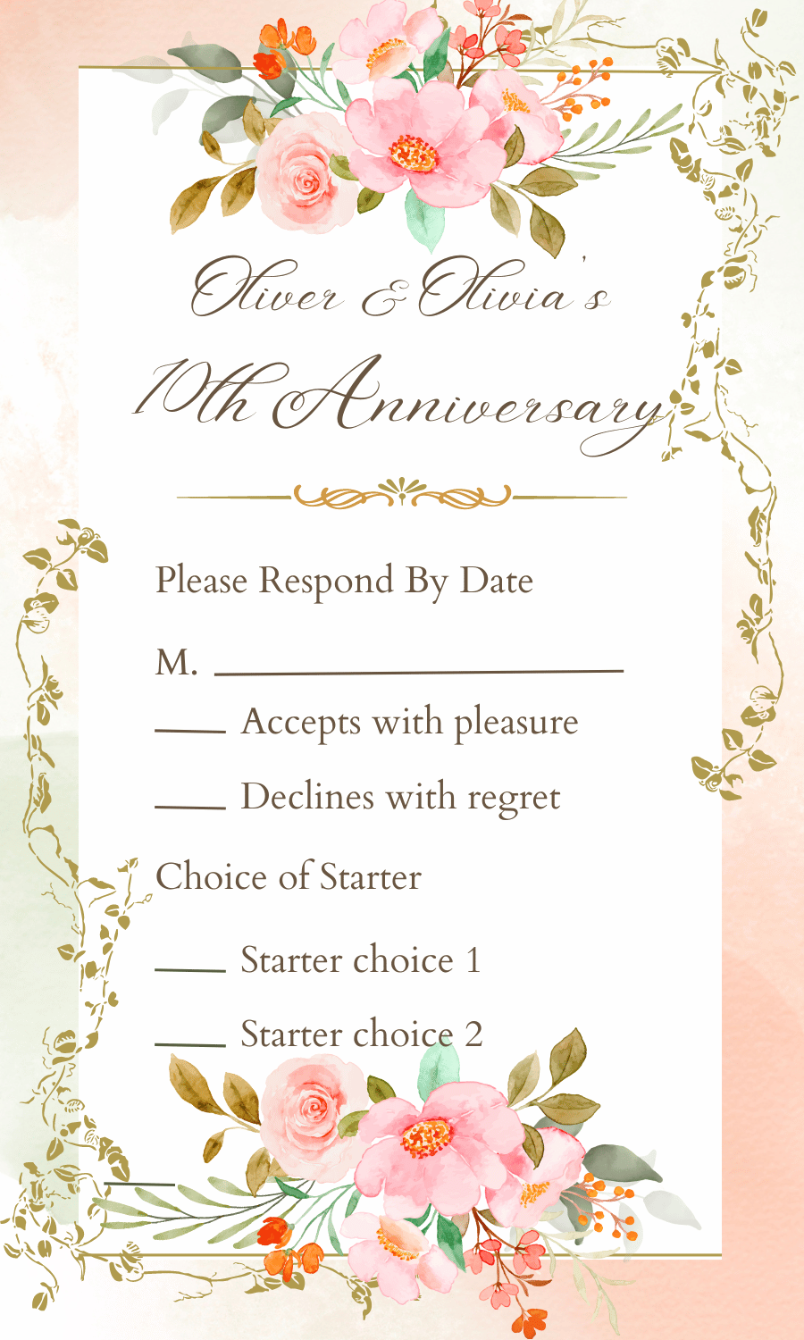 Soft Pink Floral Watercolor Special Occasions Bundle - 10 Editable Canva Templates for Weddings, Engagements, and More. RSVP card