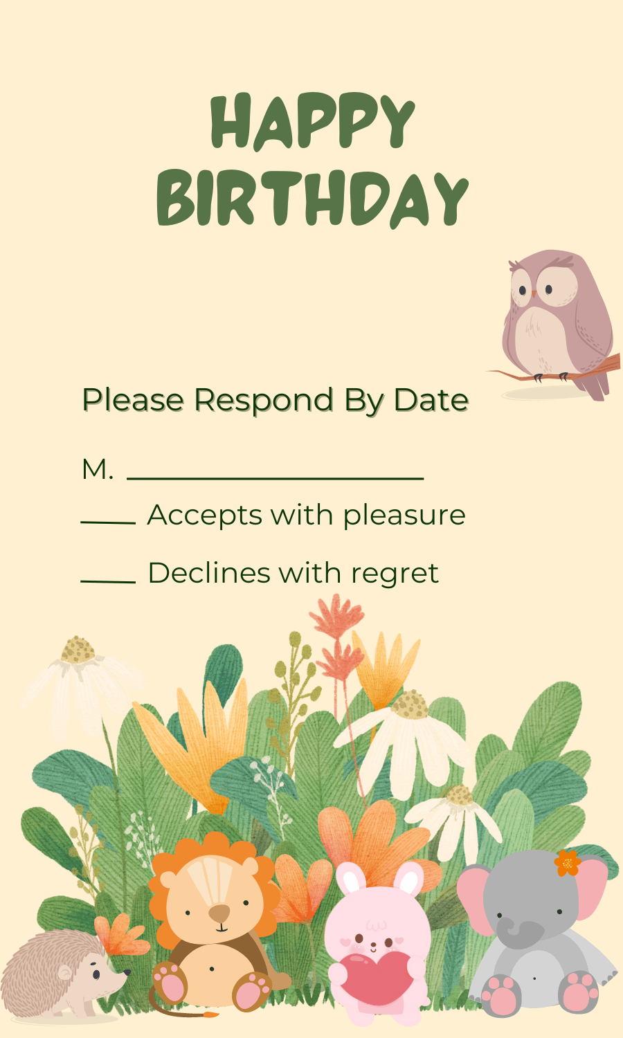 Adorable Animal Pastel Color Special Occasions Bundle - 10 Editable Canva Templates for Weddings, Engagements, and More. RSVP card
