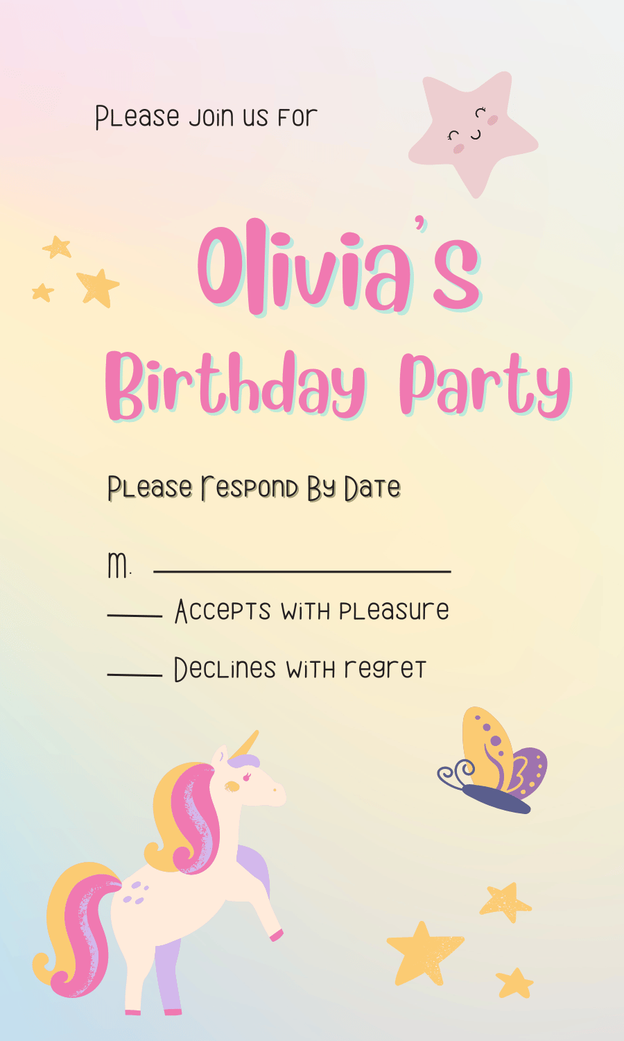 Magical Unicorn Photo Frame Special Occasions Bundle - 10 Editable Canva Templates for Weddings, Engagements, and More. RSVP card