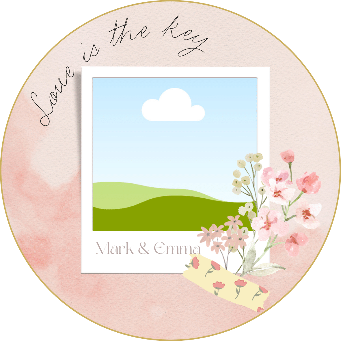 Light Pink Textured Background Photo Frame Special Occasions Bundle - 10 Editable Canva Templates for Weddings, Engagements, and More. Circle sticker