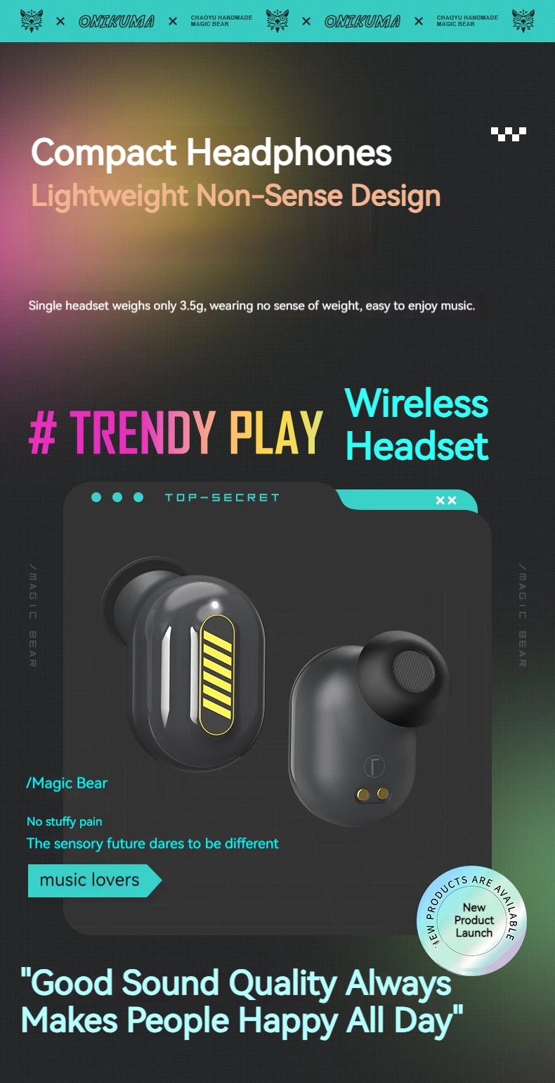 ONIKUMA T20 Wireless Bluetooth Earbuds HiFi Sound Gaming Headphones