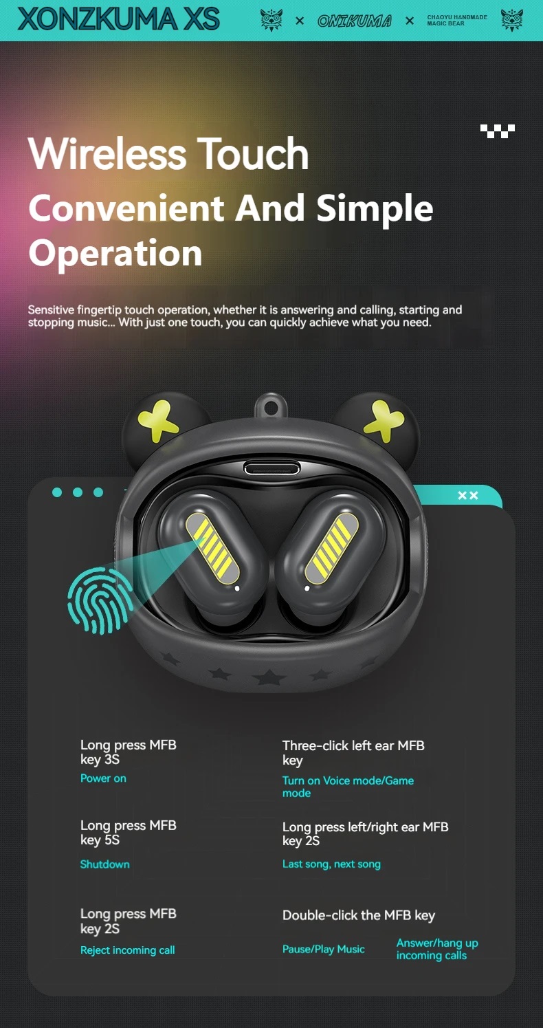 ONIKUMA T20 Wireless Bluetooth Earbuds HiFi Sound Gaming Headphones