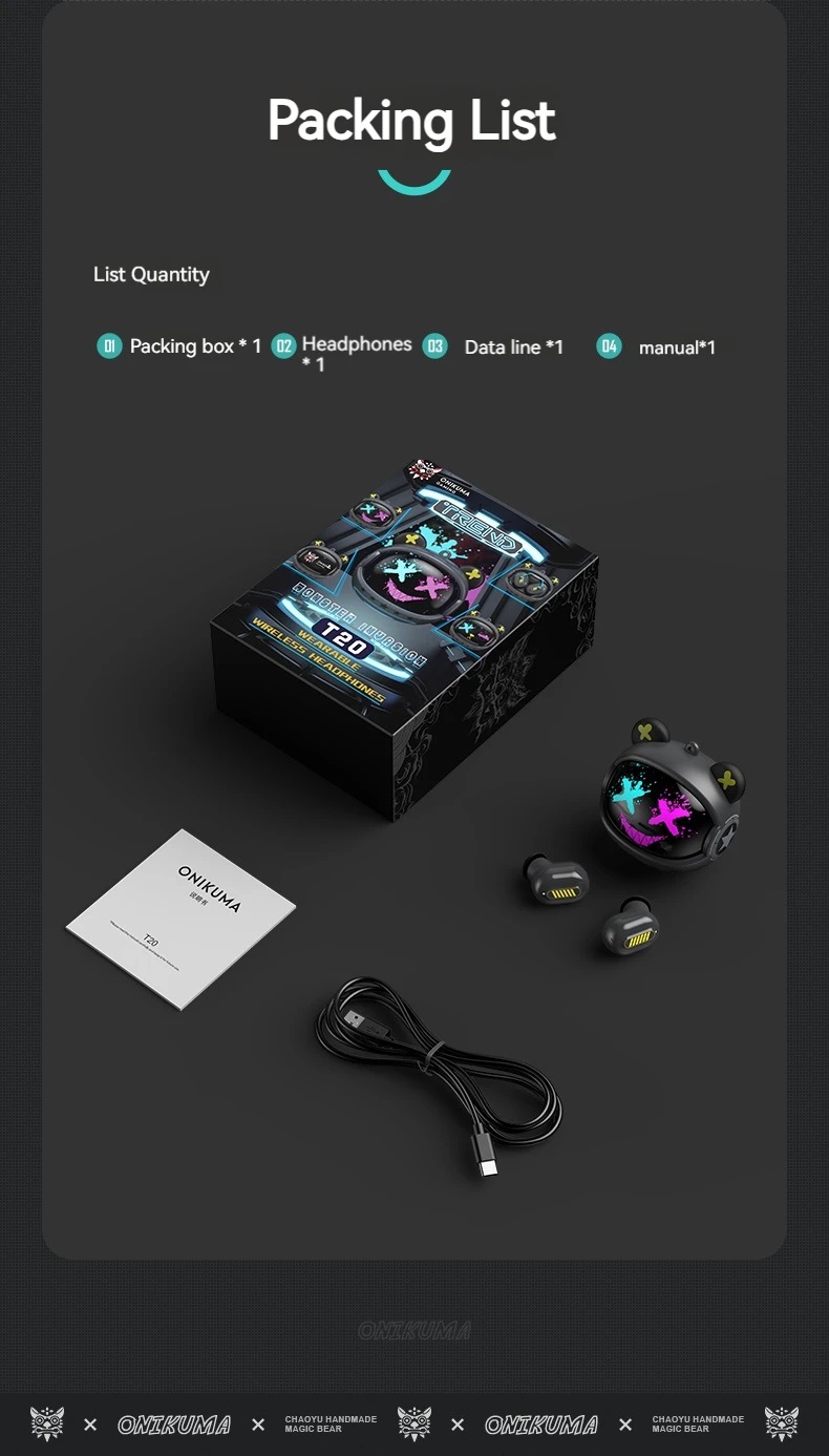 ONIKUMA T20 Wireless Bluetooth Earbuds HiFi Sound Gaming Headphones