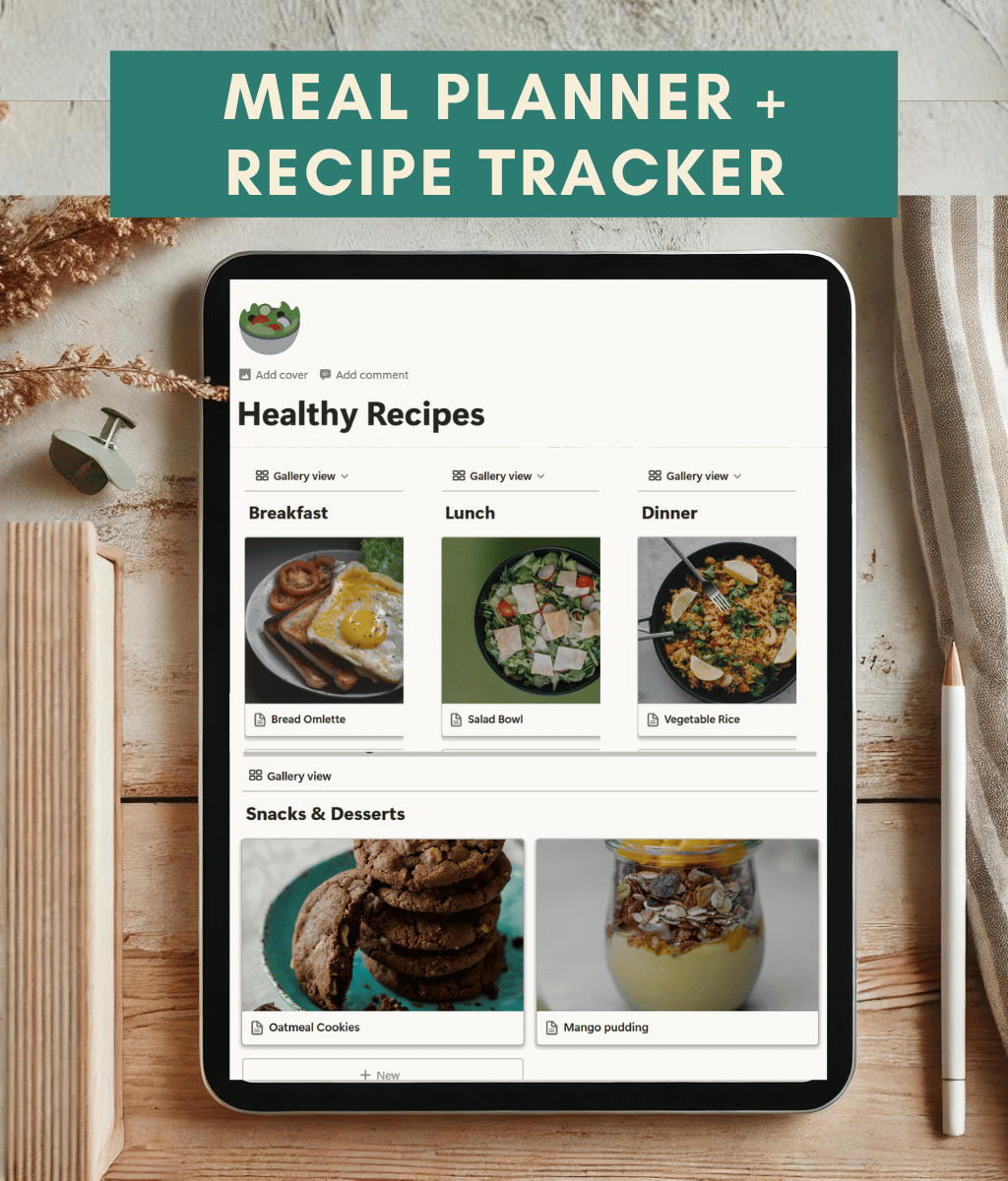 meal planner, recipe journal