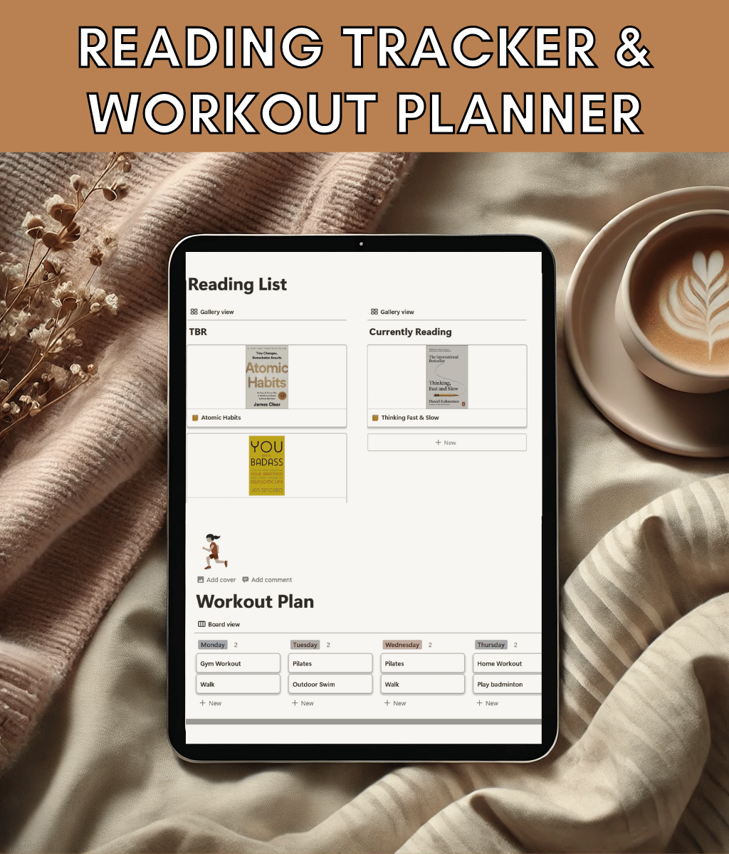 reading tracker, journal, to be read list, workout planner