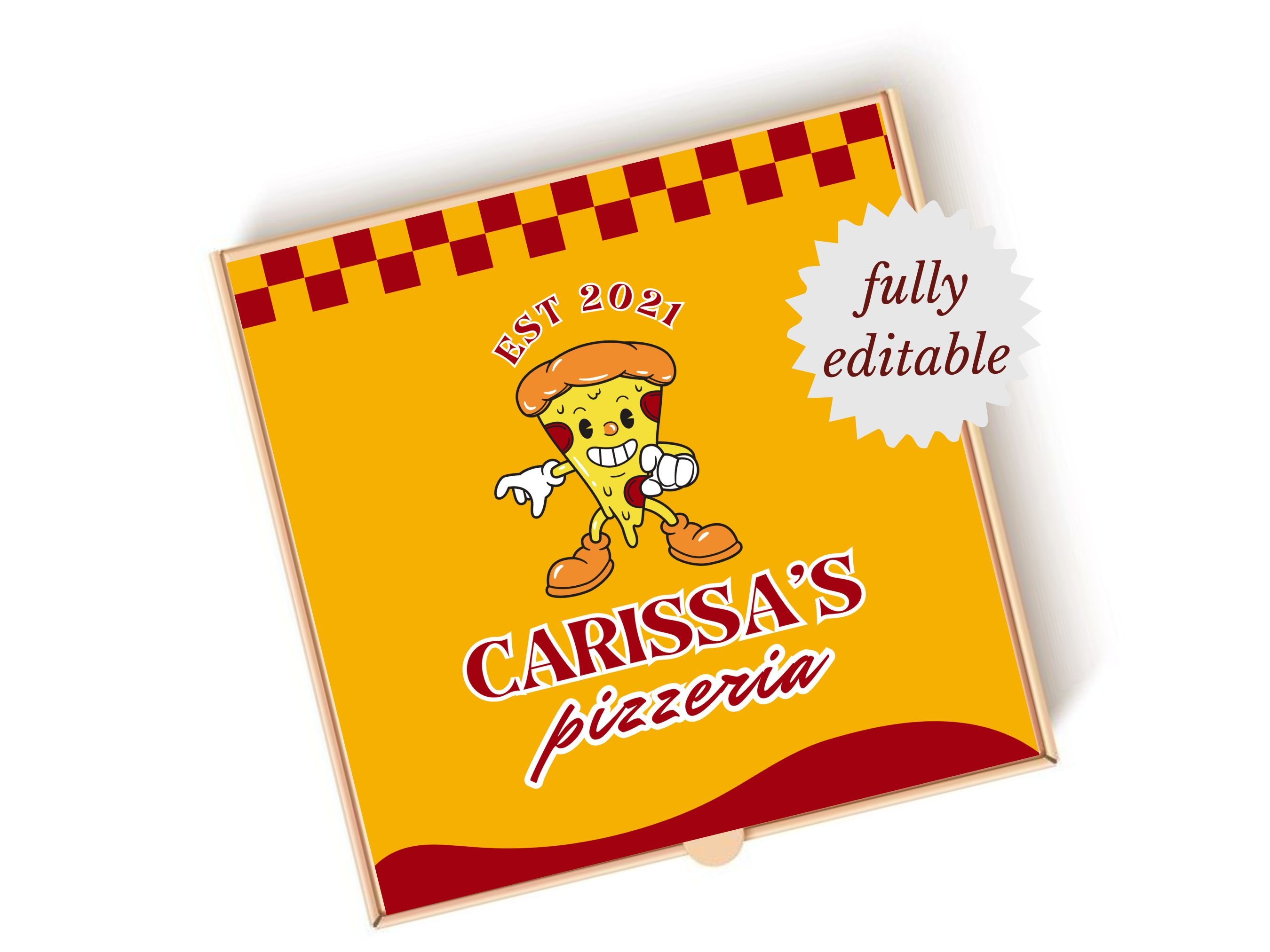 Customizable Pizza Box Label Pizza Box Printable Label | Pizzeria Birthday Party | Italian Birthday ...