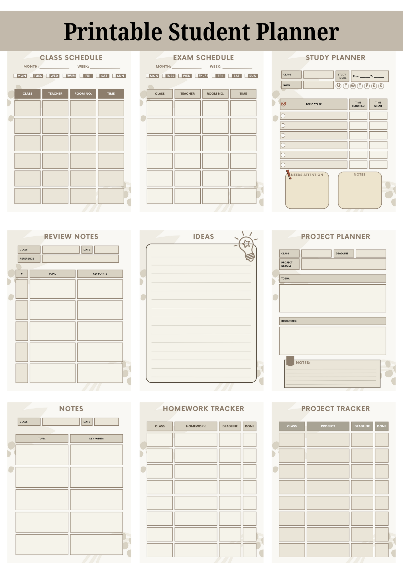 Printable Student Planner | Study Planner | Class Schedule | Printable ...
