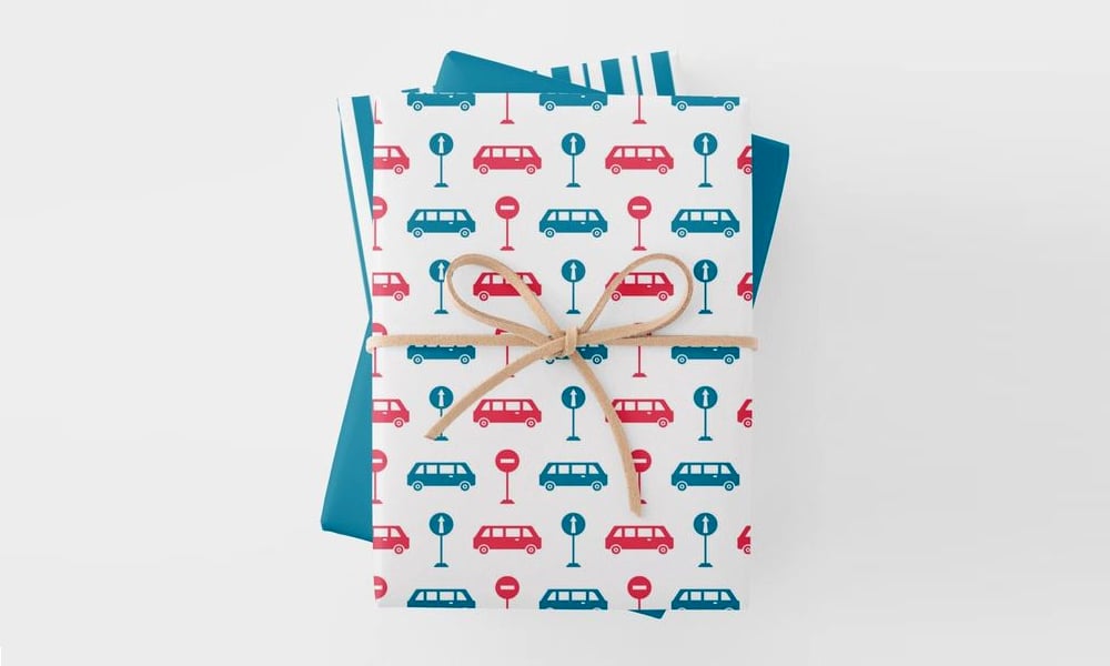 Wrapping paper-Seamless pattern Cars and Road Signs